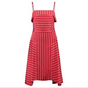 Strappy Seamed Dress Sarah Stripe-Deep Red